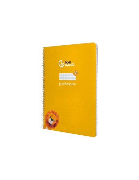 Cuaderno espiral liderpapel a4 pautaguia tapa dura 80h 90 gr cuadro pautado 2,5 mm color amarillo