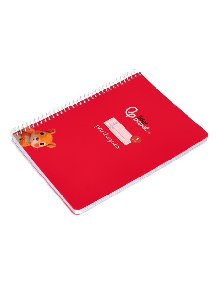 Cuaderno espiral liderpapel a5 pautaguia tapa blanda 40h 75gr cuadro pautado 5mm color rojo