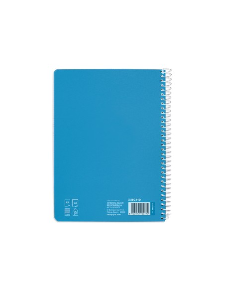 Cuaderno espiral liderpapel a5 pautaguia tapa blanda 40h 75gr cuadro pautado 5mm color azul