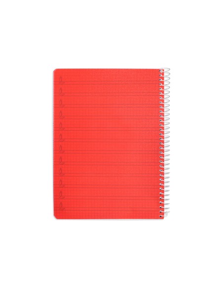 Cuaderno espiral liderpapel a5 pautaguia tapa plastico 80h 90gr cuadro pautado 4mm con margen color rojo