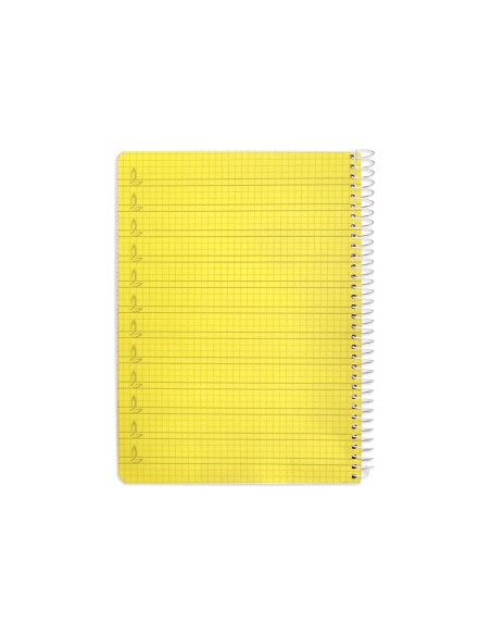 Cuaderno espiral liderpapel a5 pautaguia tapa plastico 80h 90gr cuadro pautado 4mm con margen color amarillo