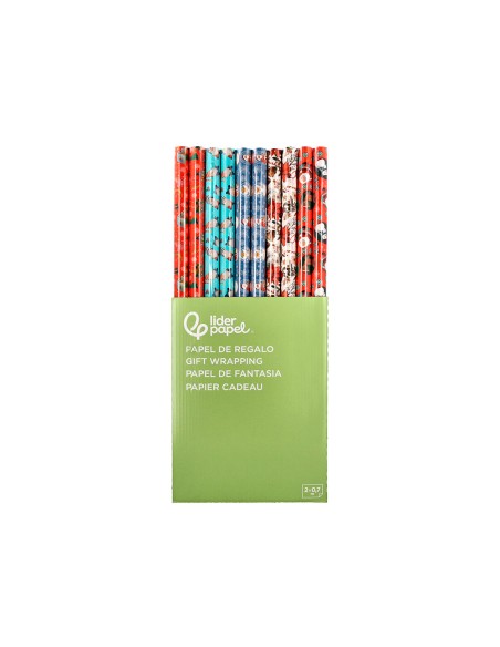 Papel de regalo liderpapel navidad rollo ancho 70 cm longitud 2 m gramaje 60 g diseños surtidos c-2025