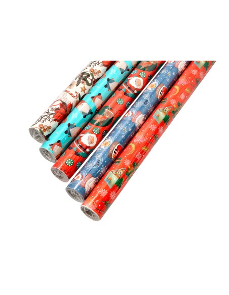 Papel de regalo liderpapel navidad rollo ancho 70 cm longitud 2 m gramaje 60 g diseños surtidos c-2025