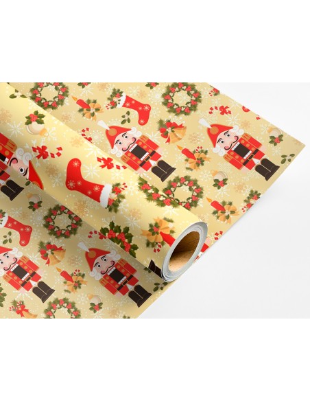 Papel de regalo liderpapel navidad rollo ancho 70 cm longitud 2 mt gramaje 60 gr diseños surtidos b-2025