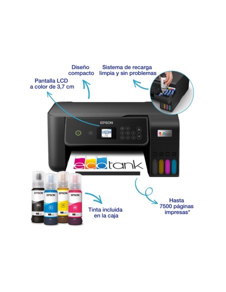 Equipo multifuncion epson ecotank et-2870 tinta color din a4 33 ppm negro / 15 ppm color wifi impresora escaner