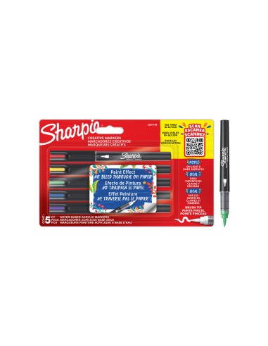 Rotulador sharpie acrylic punta pincel blister...