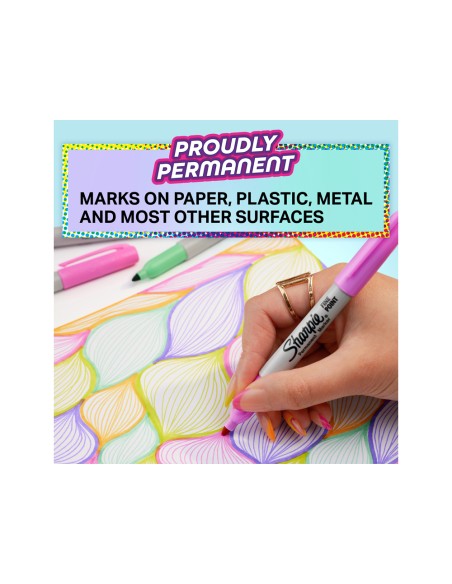 Rotulador sharpie permanente fino glam pop blister de 12 unidades colores surtidos