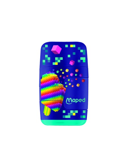 Sacapuntas maped plastico connect pixel party 2 usos con goma de borrar
