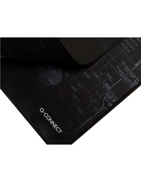 Alfombrilla para raton q-connect xxl negra con diseño mapa del mundo 900x400 mm