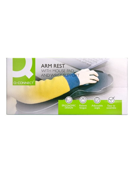 Reposabrazos ergonomico q-connect con alfombrilla de raton y apoyo de muñeca color negro 220x140x480 mm