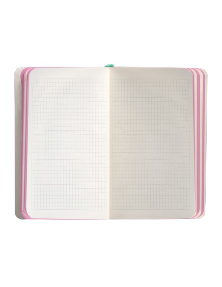 Cuaderno con gomilla antartik notes tapa blanda a6 cuadricula rosa y turquesa 100 hojas 80 gr fsc