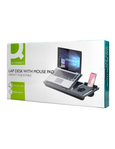 Soporte q-connect ancho para portatil movil raton hasta 17\" ajustable 7 angulos diferentes color negro