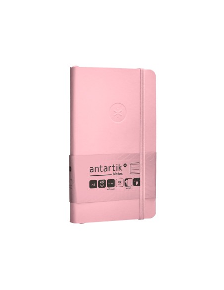 Cuaderno con gomilla antartik notes tapa blanda a6 rayas rosa pastel 100 hojas 80 gr fsc
