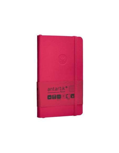 Cuaderno con gomilla antartik notes tapa blanda a6 cuadricula burdeos 100 hojas 80 gr fsc