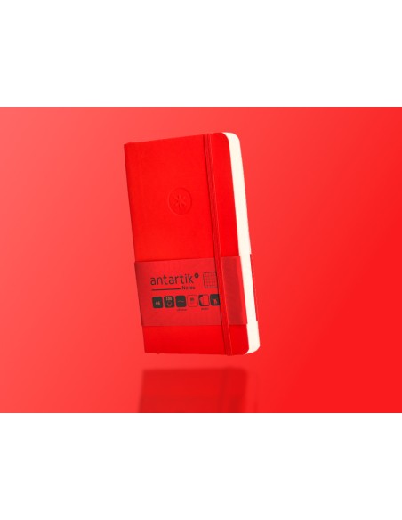 Cuaderno con gomilla antartik notes tapa blanda a6 cuadricula rojo 100 hojas 80 gr fsc