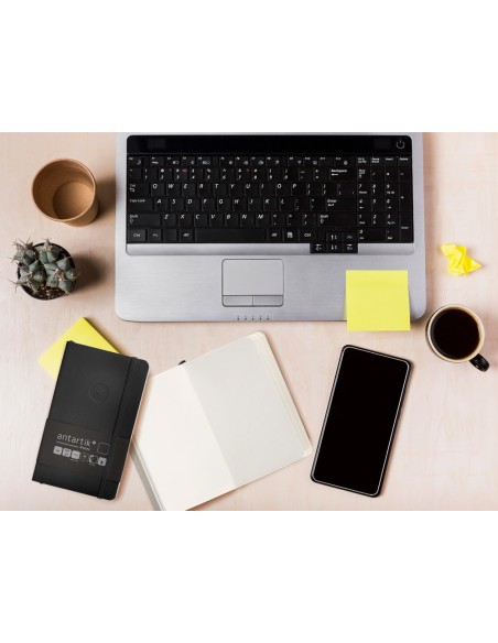 Cuaderno con gomilla antartik notes tapa blanda a6 hojas lisas negro 100 hojas 80 gr fsc