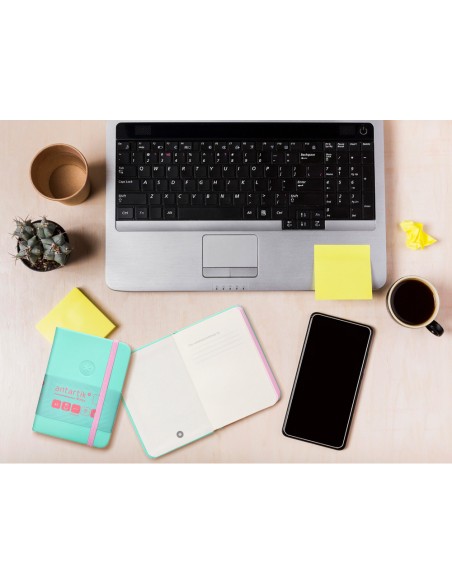 Cuaderno con gomilla antartik notes tapa dura a7 hojas lisas rosa y turquesa 80 hojas 80 gr fsc