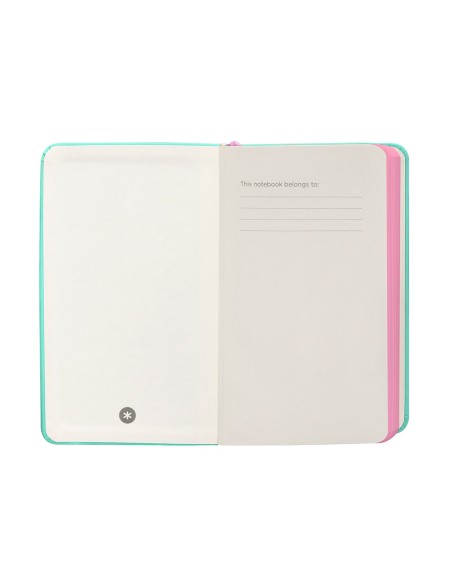 Cuaderno con gomilla antartik notes tapa dura a6 hojas cuadricula rosa y turquesa 100 hojas 80 gr fsc