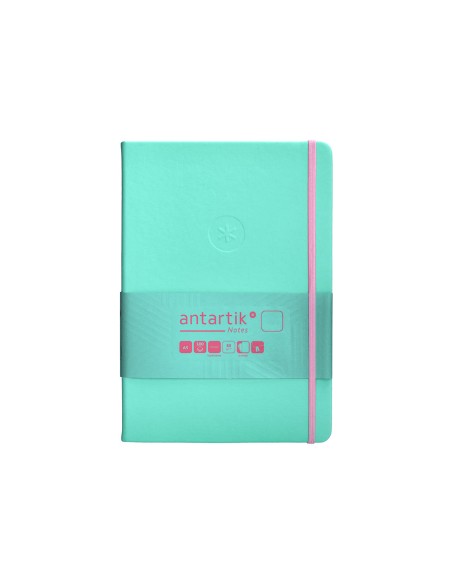 Cuaderno con gomilla antartik notes tapa dura a5 hojas lisas rosa y turquesa 100 hojas 80 gr fsc