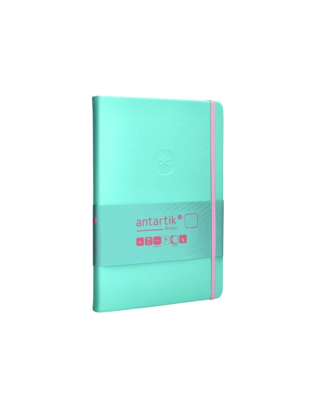 Cuaderno con gomilla antartik notes tapa dura a5 hojas lisas rosa y turquesa 100 hojas 80 gr fsc
