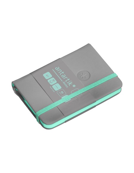 Cuaderno con gomilla antartik notes tapa dura a7 hojas lisas gris y turquesa 80 hojas 80 gr fsc