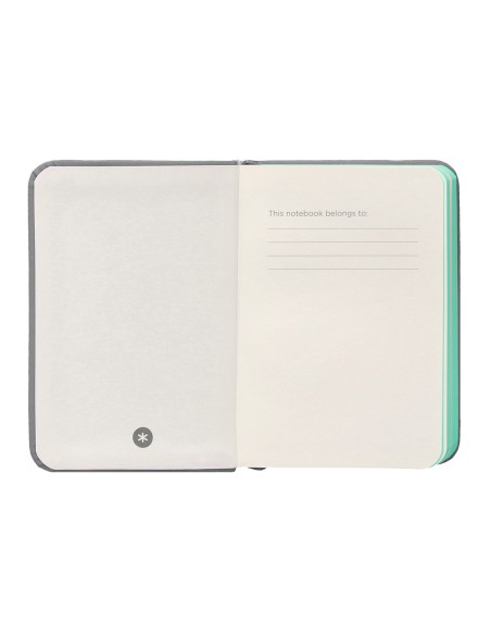 Cuaderno con gomilla antartik notes tapa dura a7 hojas lisas gris y turquesa 80 hojas 80 gr fsc