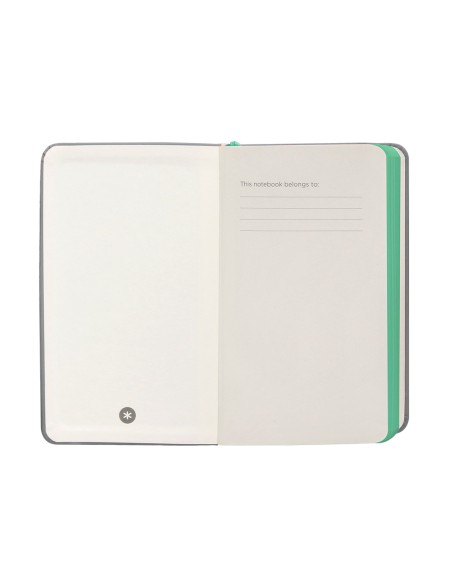 Cuaderno con gomilla antartik notes tapa dura a6 hojas cuadricula gris y turquesa 100 hojas 80 gr fsc