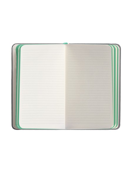 Cuaderno con gomilla antartik notes tapa dura a6 hojas rayas gris y turquesa 100 hojas 80 gr fsc