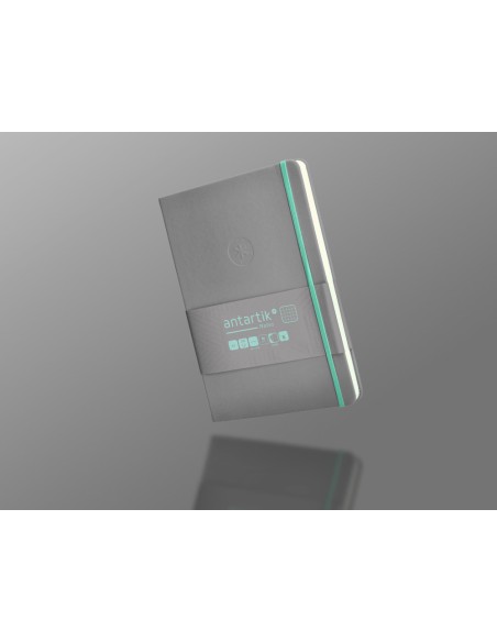 Cuaderno con gomilla antartik notes tapa dura a5 hojas cuadricula gris y turquesa 100 hojas 80 gr fsc