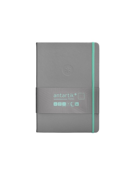 Cuaderno con gomilla antartik notes tapa dura a5 hojas puntos gris y turquesa 100 hojas 80 gr fsc