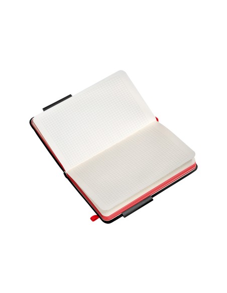 Cuaderno con gomilla antartik notes tapa dura a6 hojas cuadricula negro y rojo 100 hojas 80 gr fsc