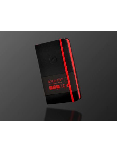 Cuaderno con gomilla antartik notes tapa dura a6 hojas lisas negro y rojo 100 hojas 80 gr fsc