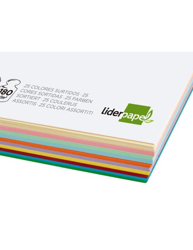 Cartulina liderpapel a4 180g/m2 25 colores...