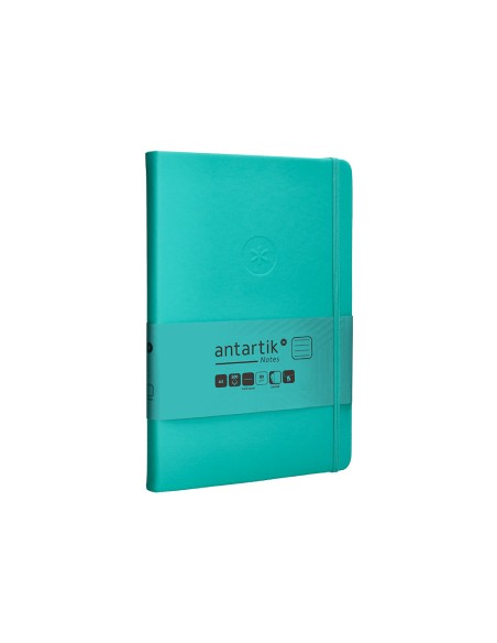 Cuaderno con gomilla antartik notes tapa dura a5 hojas rayas turquesa 100 hojas 80 gr fsc