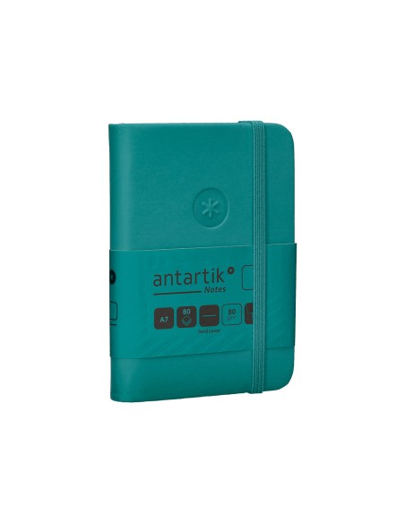 Cuaderno con gomilla antartik notes tapa dura a7 hojas lisas verde aguamarina 80 hojas 80 gr fsc