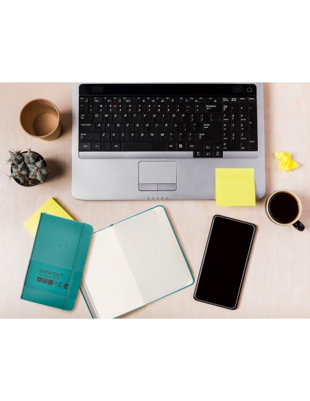 Cuaderno con gomilla antartik notes tapa dura a6 hojas lisas verde aguamarina 100 hojas 80 gr fsc