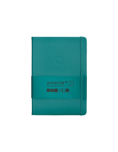 Cuaderno con gomilla antartik notes tapa dura a5 hojas cuadricula verde aguamarina 100 hojas 80 gr