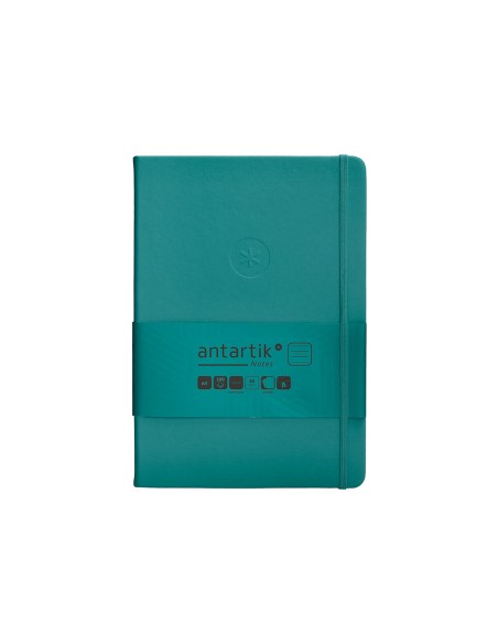 Cuaderno con gomilla antartik notes tapa dura a5 hojas rayas verde aguamarina 100 hojas 80 gr fsc