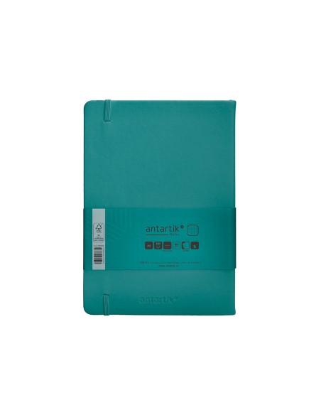 Cuaderno con gomilla antartik notes tapa dura a5 hojas puntos verde aguamarina 100 hojas 80 gr fsc