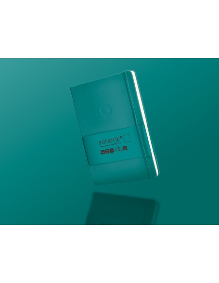 Cuaderno con gomilla antartik notes tapa dura a5 hojas lisas verde aguamarina 100 hojas 80 gr fsc