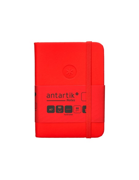 Cuaderno con gomilla antartik notes tapa dura a7 hojas lisas rojo 80 hojas 80 gr fsc
