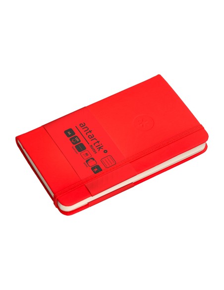 Cuaderno con gomilla antartik notes tapa dura a6 hojas rayas rojo 100 hojas 80 gr fsc