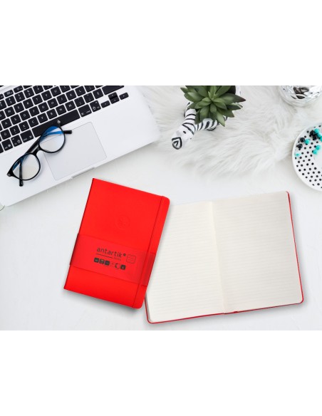 Cuaderno con gomilla antartik notes tapa dura a5 hojas rayas rojo 100 hojas 80 gr fsc