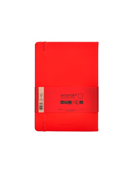 Cuaderno con gomilla antartik notes tapa dura a5 hojas lisas rojo 100 hojas 80 gr fsc