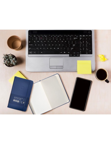 Cuaderno con gomilla antartik notes tapa dura a6 hojas cuadricula azul marino 100 hojas 80 gr fsc