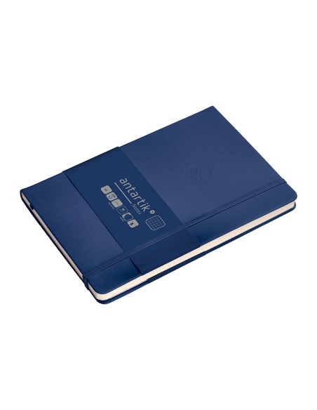 Cuaderno con gomilla antartik notes tapa dura a5 hojas cuadricula azul marino 100 hojas 80 gr fsc