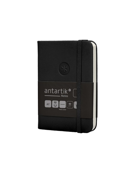 Cuaderno con gomilla antartik notes tapa dura a7 hojas lisas negro 80 hojas 80 gr fsc