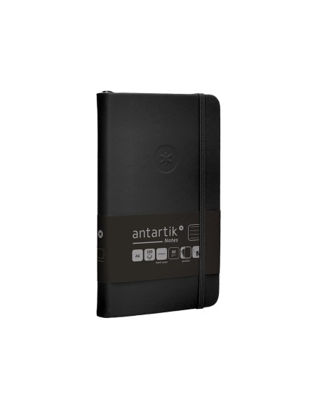Cuaderno con gomilla antartik notes tapa dura a6 hojas rayas negro 100 hojas 80 gr fsc