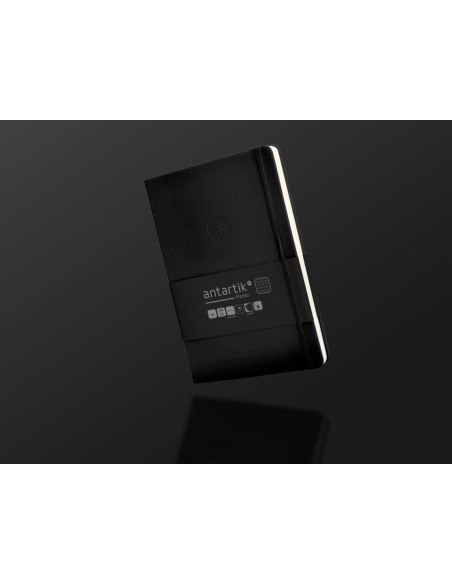 Cuaderno con gomilla antartik notes tapa dura a5 hojas cuadricula negro 100 hojas 80 gr fsc