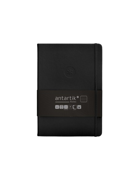 Cuaderno con gomilla antartik notes tapa dura a5 hojas rayas negro 100 hojas 80 gr fsc